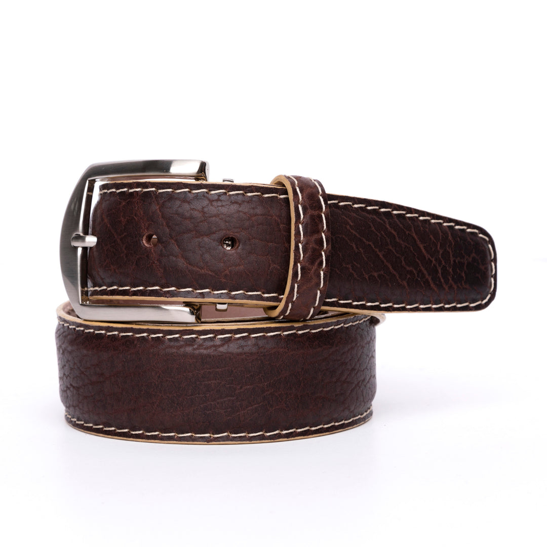 American Bison Custom Belt in Brown w/ Beige Edge