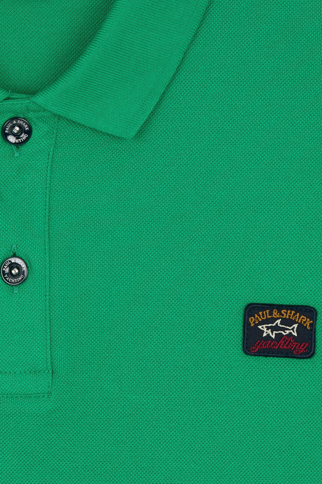 Cotton Pique Short Sleeve Polo with Iconic Badge in Green