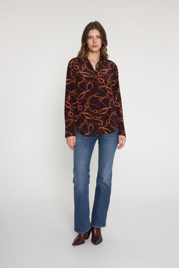 Daria French Cuff Silk Blouse - Birkin Equestrian