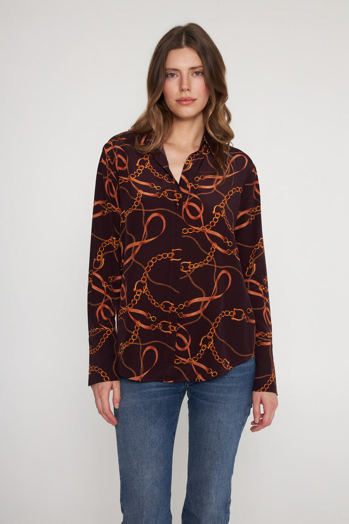 Daria French Cuff Silk Blouse - Birkin Equestrian
