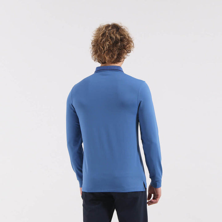 Annuncio Long Sleeve Thermal Polo in Bright Blue