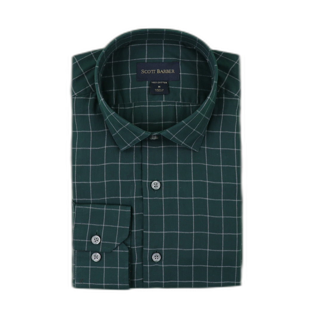 Fine Twill Windowpane in Hunter Green XXL Fine Twill Windowpane in Hunter Green XXL
