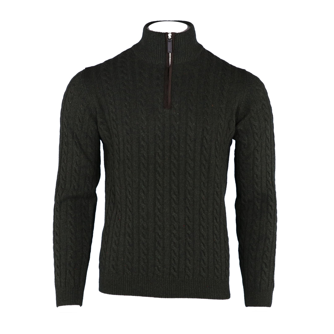The Hagen Cable Quarter Zip in Donegal Olive
