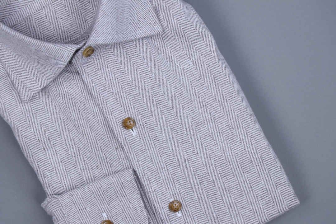 Hampton's Sport Shirt - Pewter Herringbone Flannel