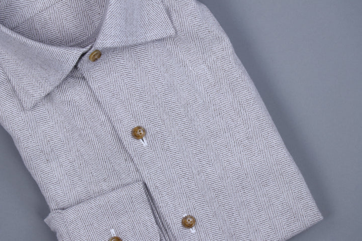 Hampton's Sport Shirt - Pewter Herringbone Flannel