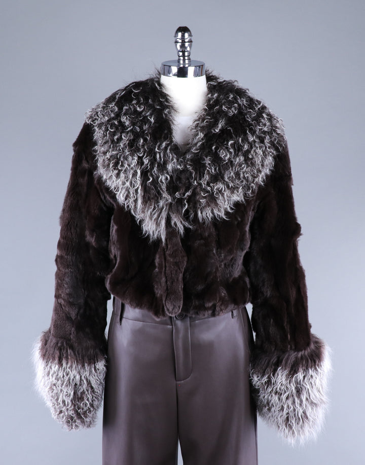 The "Cher" Cropped Fur Jacket Chocolate