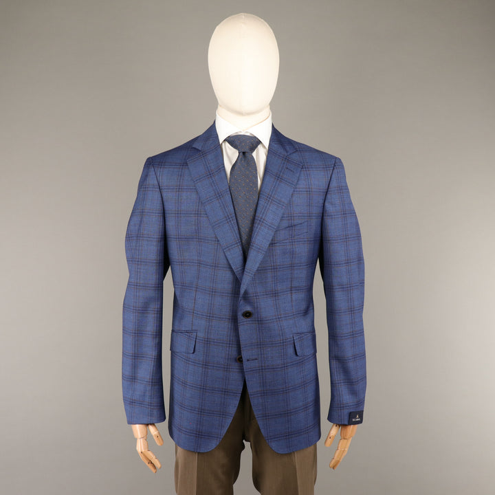 Soho Notch Lapel Sportcoat in Indigo Plaid