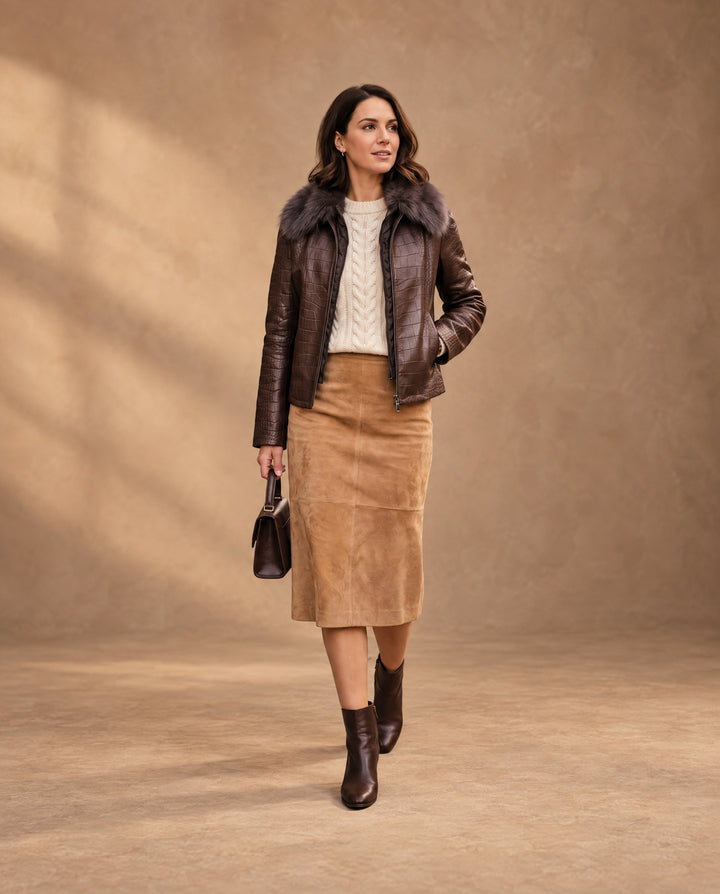 The Courmayeur Stamped Crocodile Leather Jacket