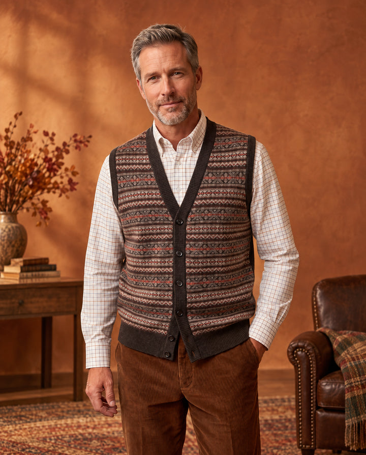 Maywick Fair Isle Button Front Sweater Vest