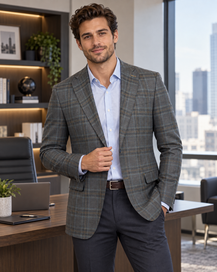 Catania super 100s Glen Plaid Stretch Sportcoat