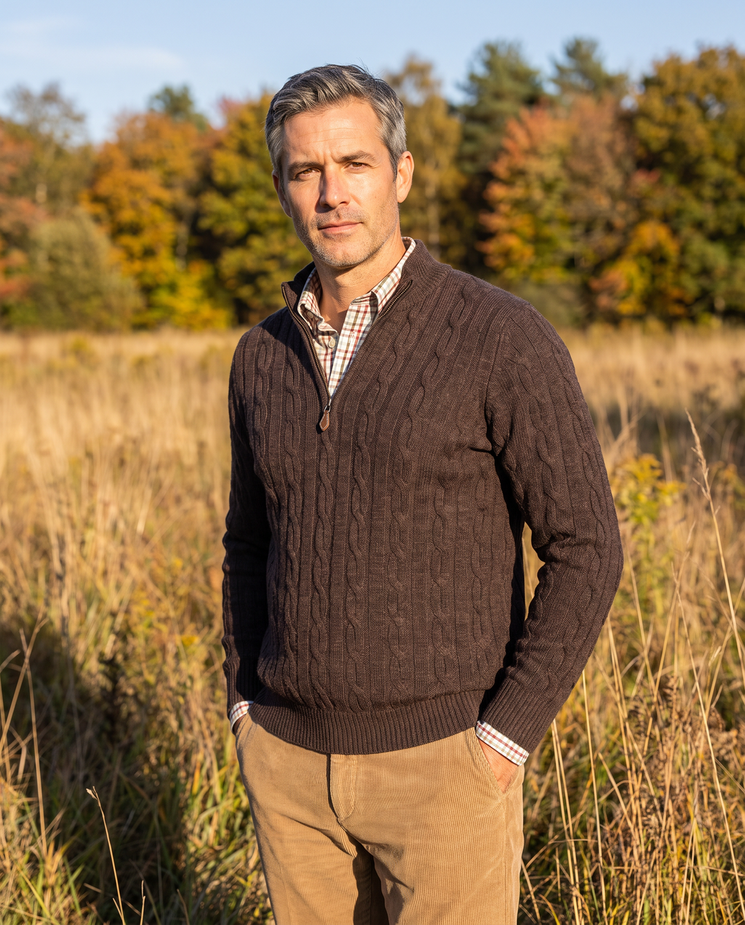 Broadwell Cashmere Cable Knit Quarter Zip