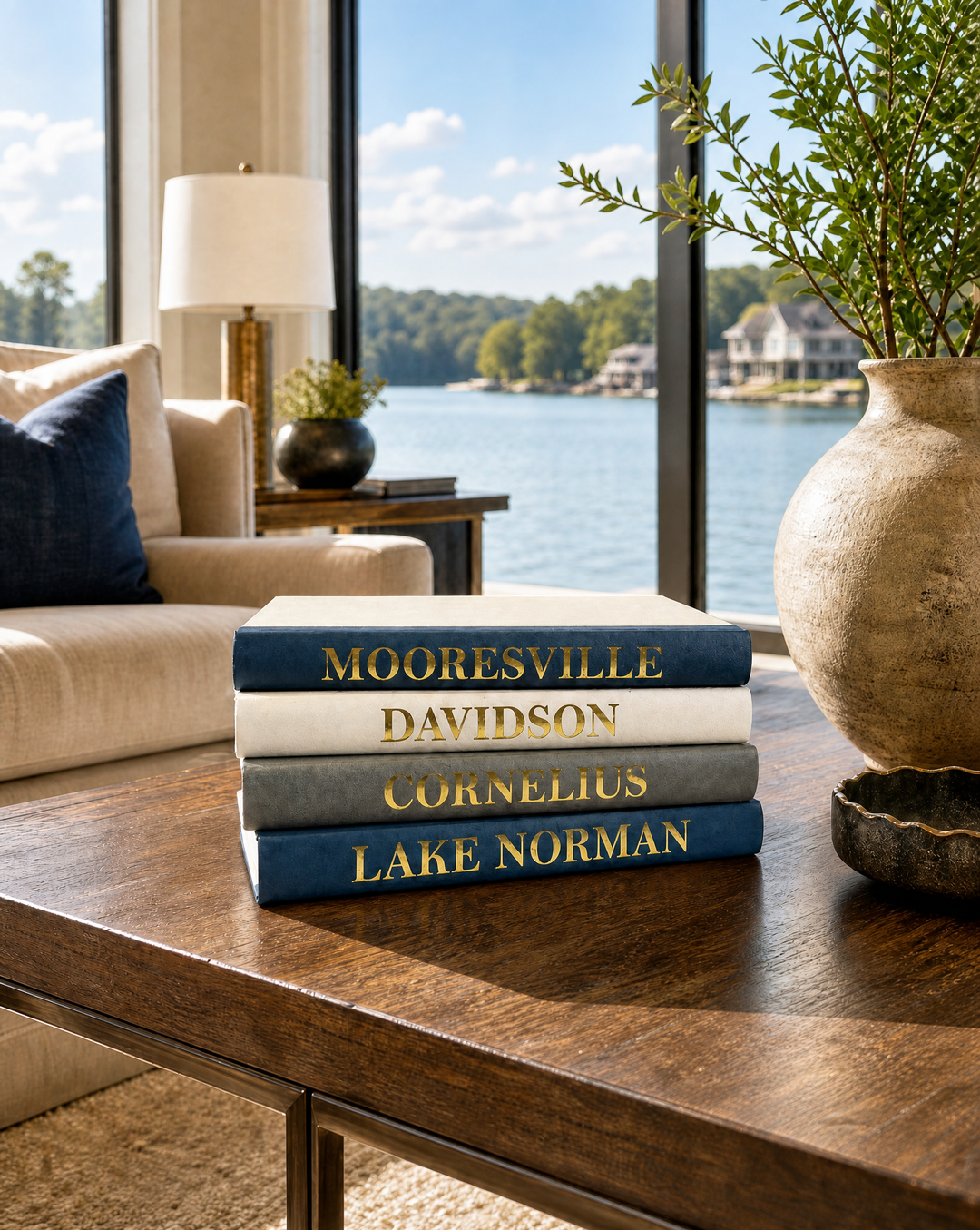 Gold Lettered Coffee Table Book Set - Lake Norman Towns