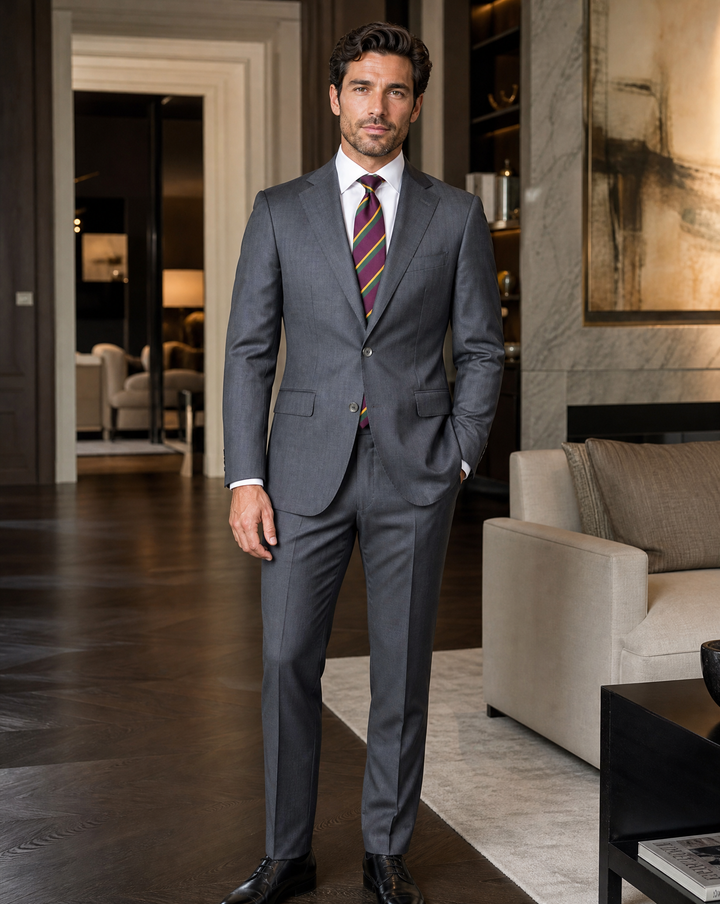 Soho Suit in Grey Pinstripe
