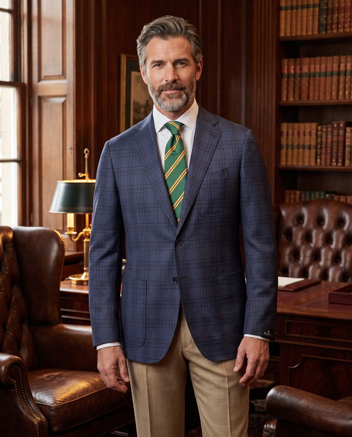Kenton Soft Coat in Navy Plaid
