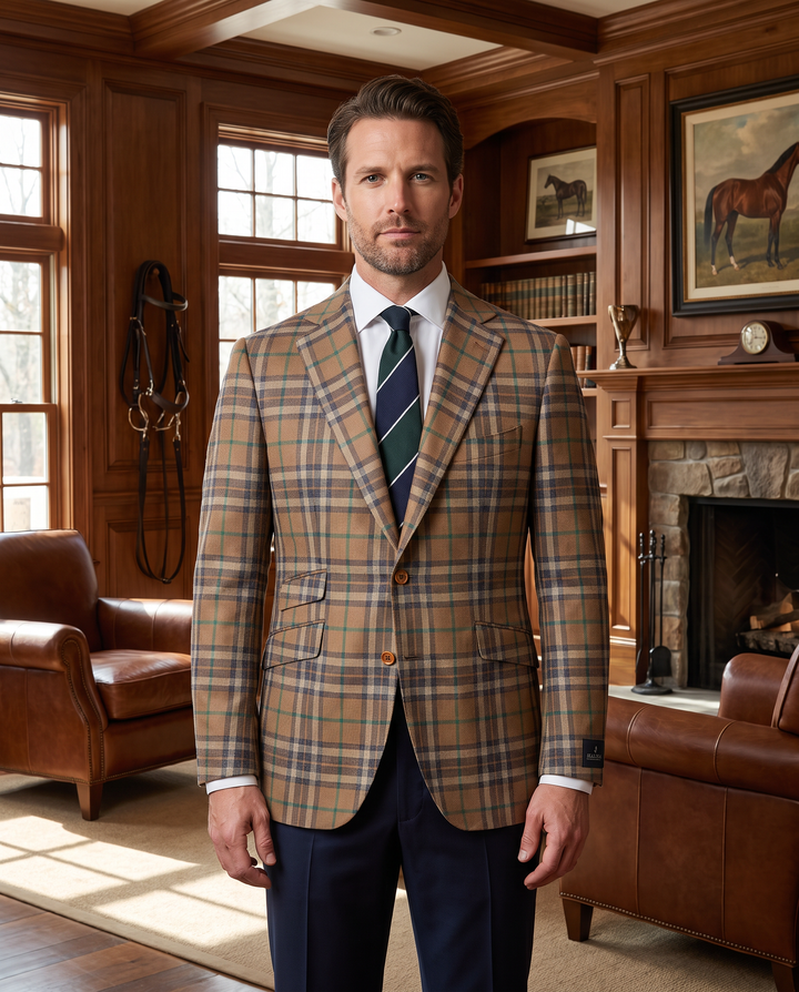 Soho Wool/Cashmere Coat in British Tan Plaid