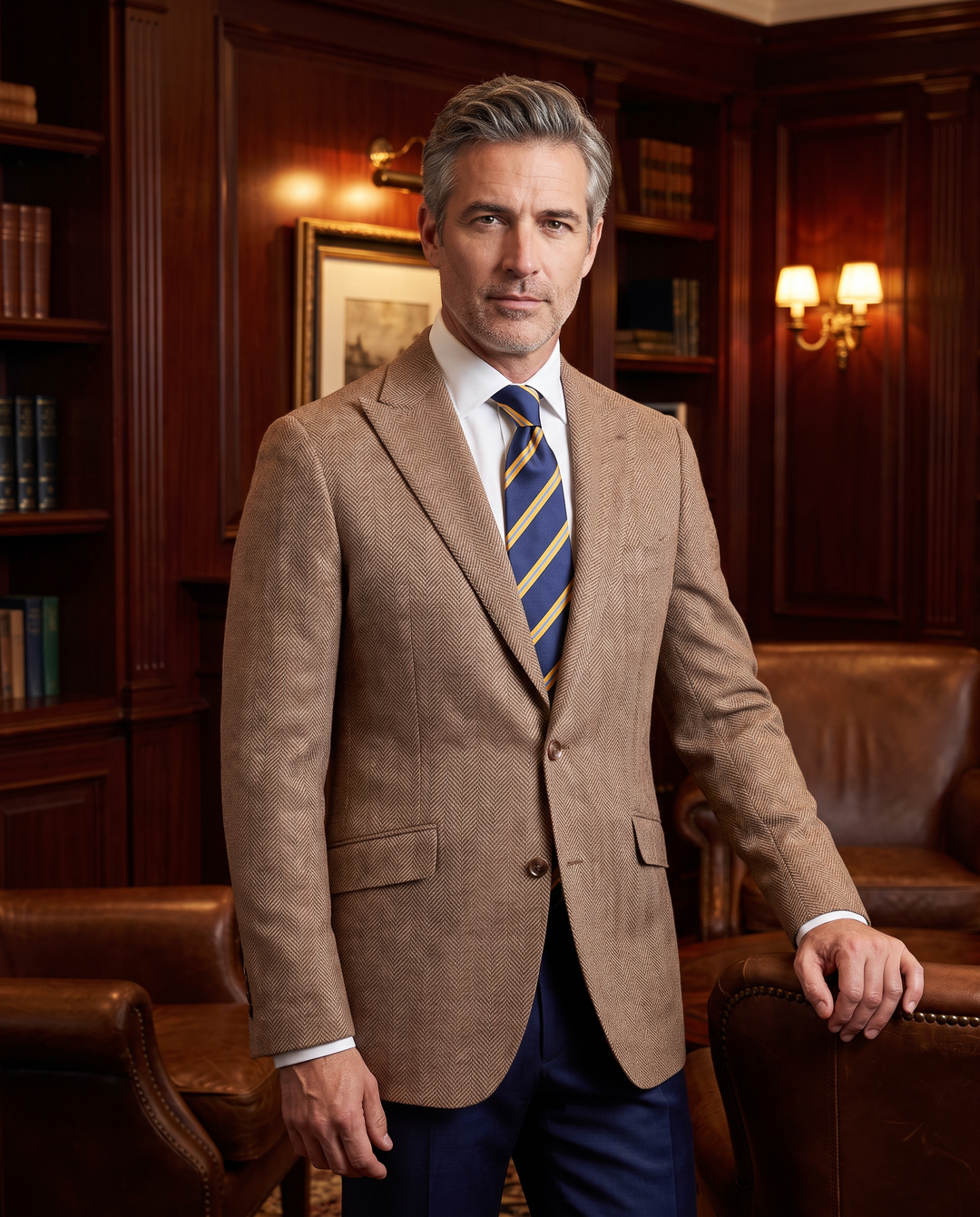 Hampton's Hand Tailored Sportcoat - Tan Herringbone