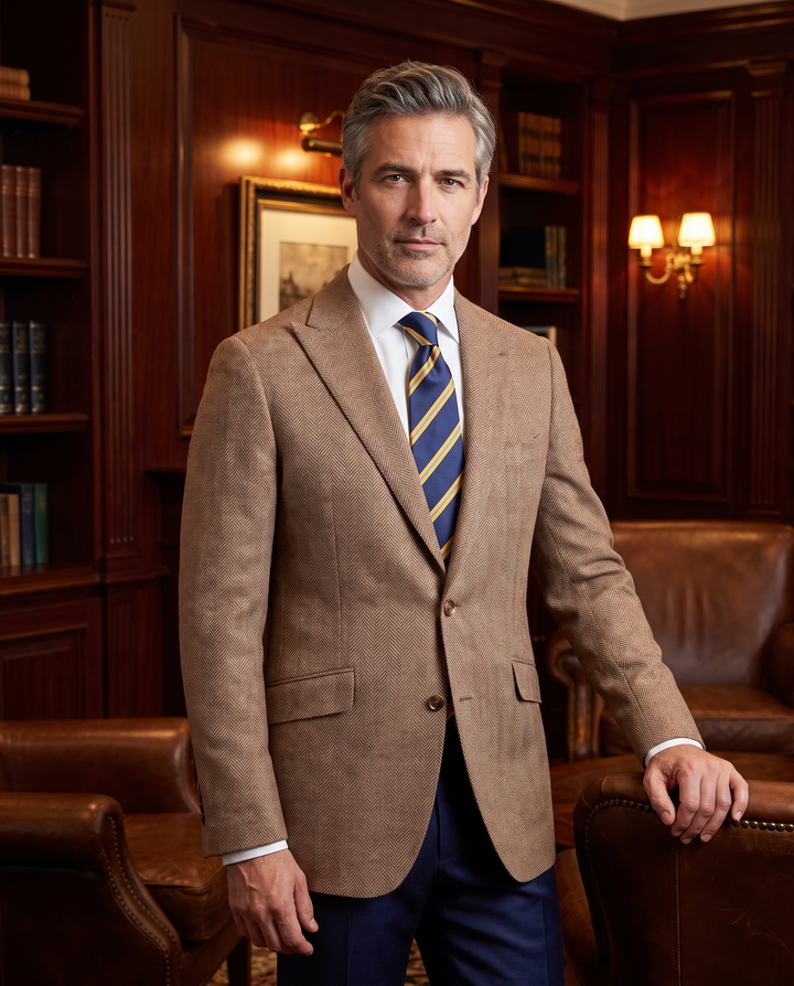 Hampton's Hand Tailored Sportcoat - Tan Herringbone