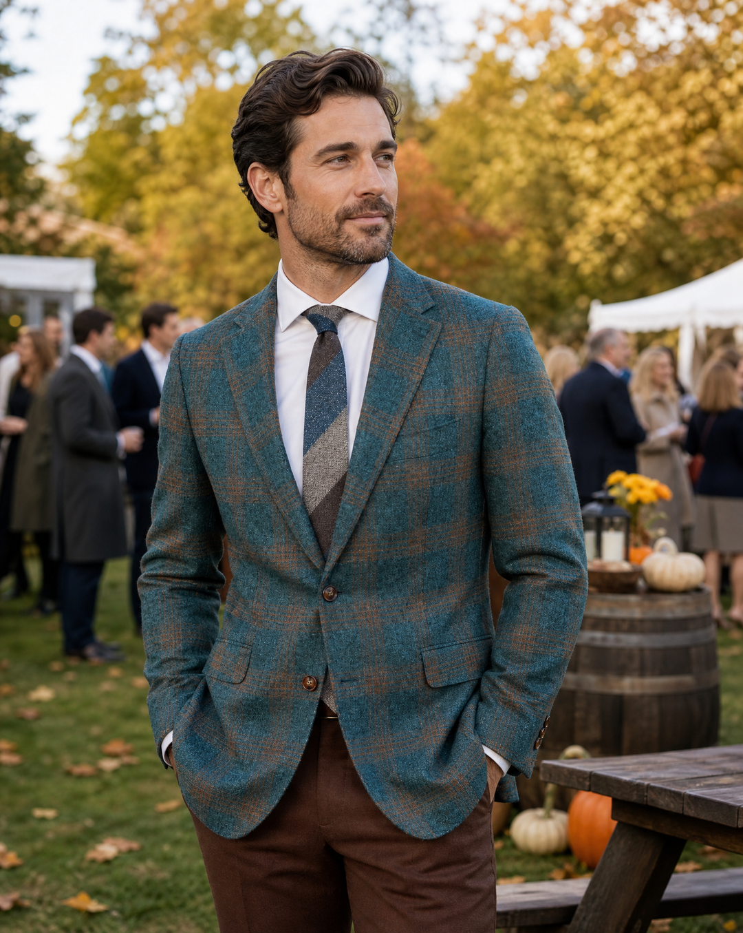 Hampton's Hand Tailored Sportcoat - Teal Plaid