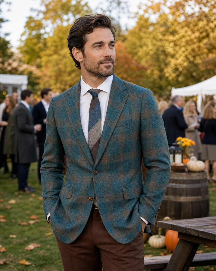 Hampton's Hand Tailored Sportcoat - Teal Plaid