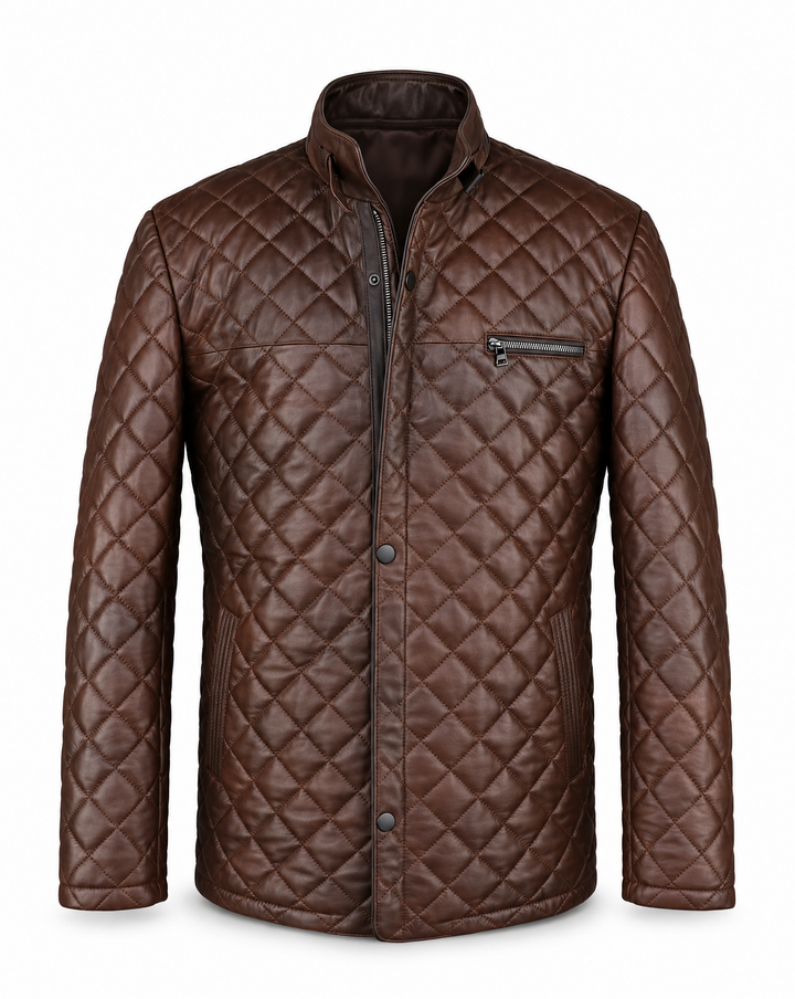 The Jackson Quilted Leather Jacket in Chocolate