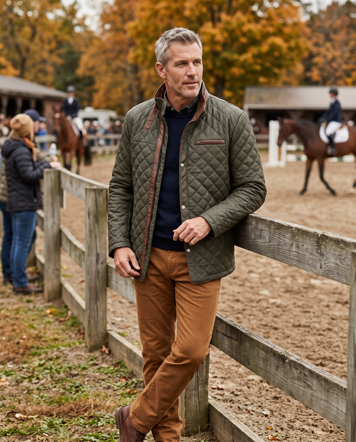 The Jackson Quilted Leather Jacket in Olive