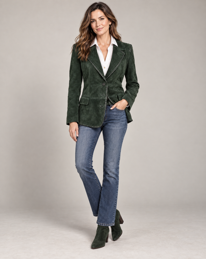 The Jill Suede Whipstitch Blazer