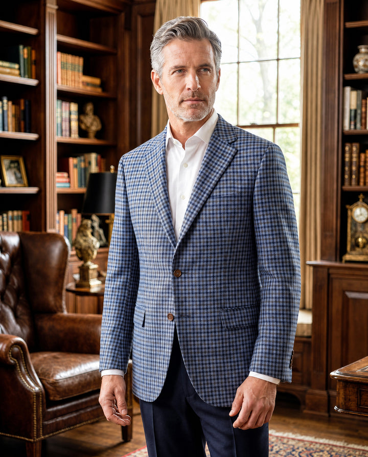 Conway Modern Fit Sportcoat - Carolina Blue Check