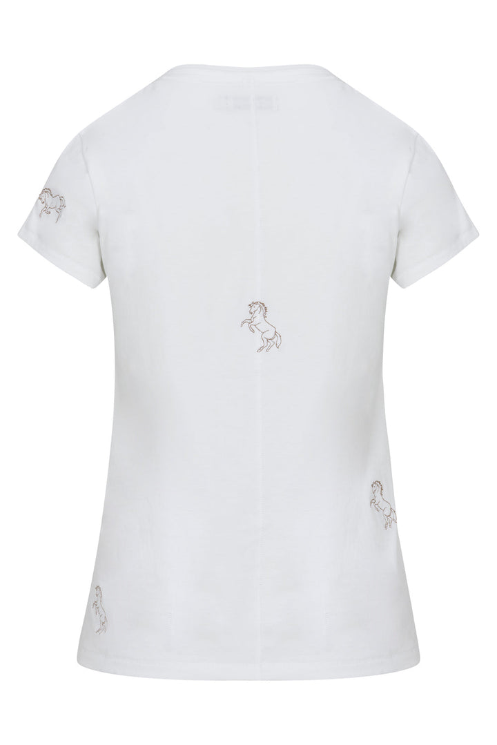 Embroidered Cotton T-Shirt White Horse