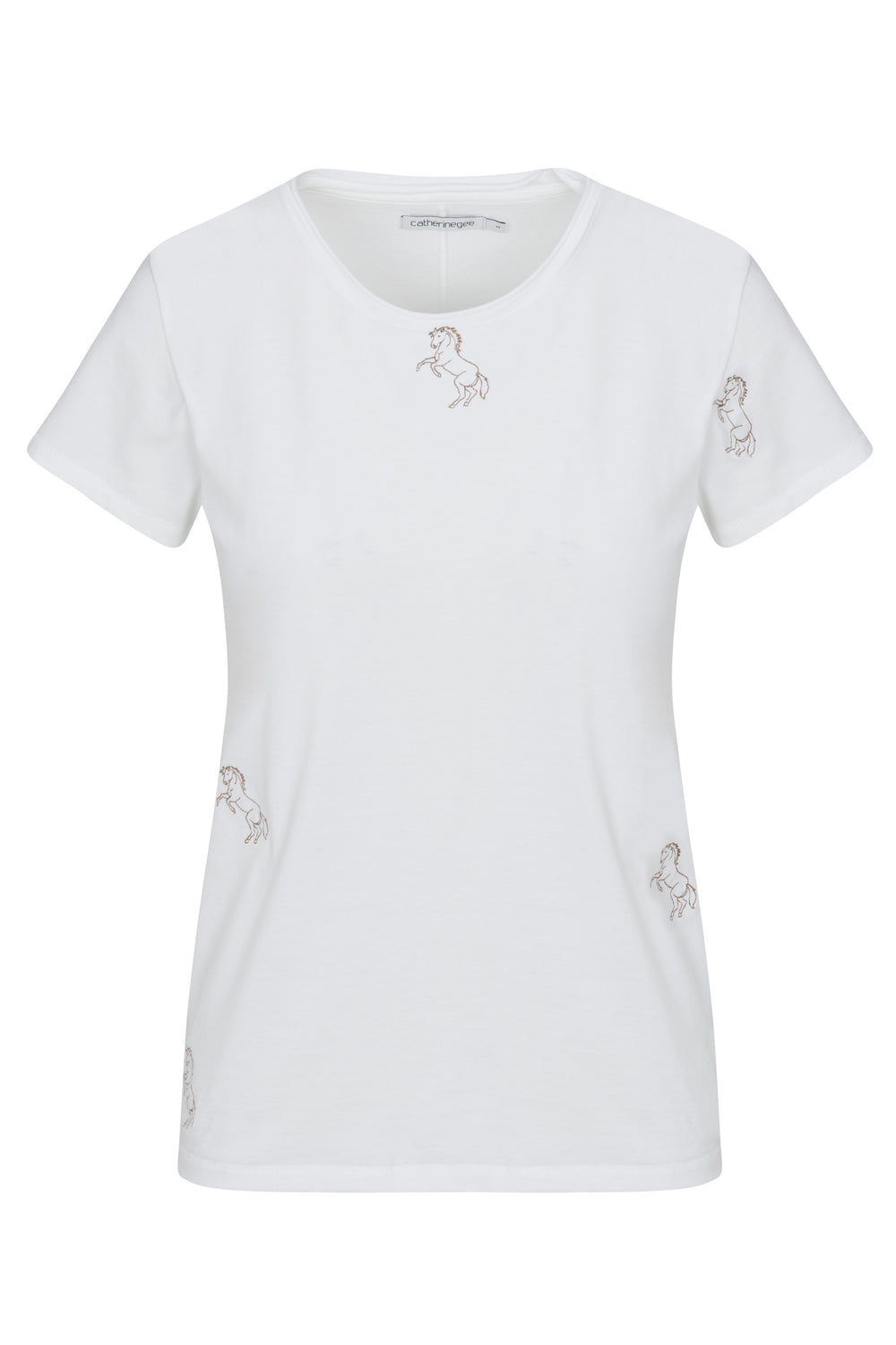 Embroidered Cotton T-Shirt White Horse