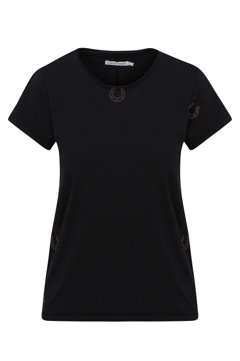Embroidered Cotton T-Shirt White Horse