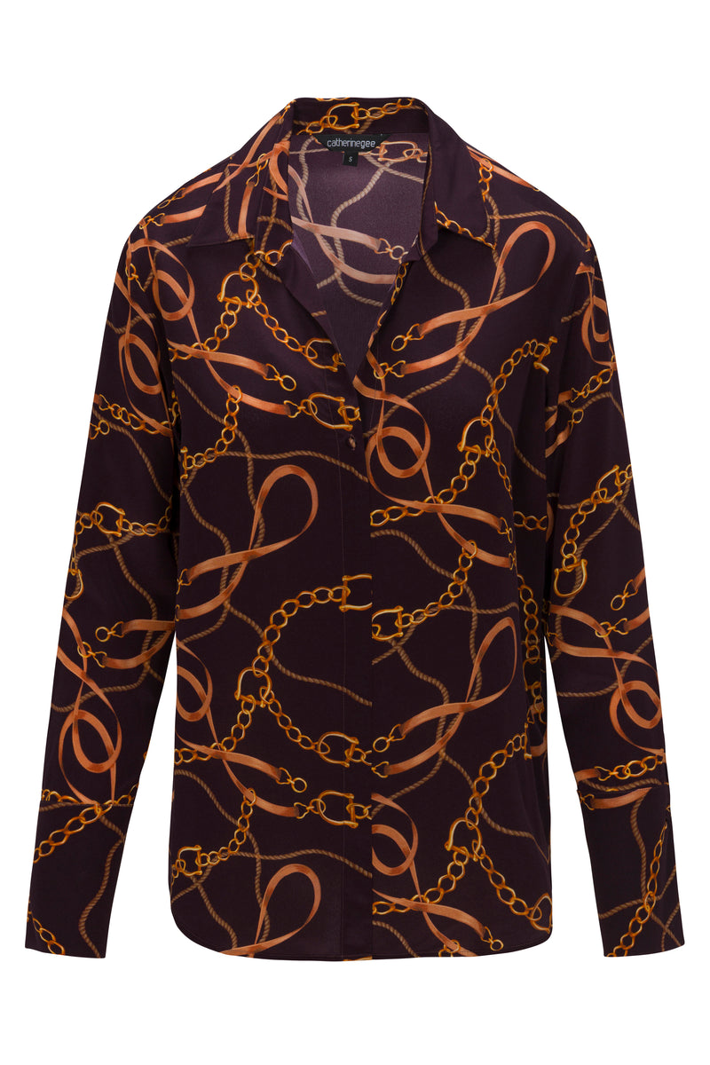 Daria French Cuff Silk Blouse - Birkin Equestrian