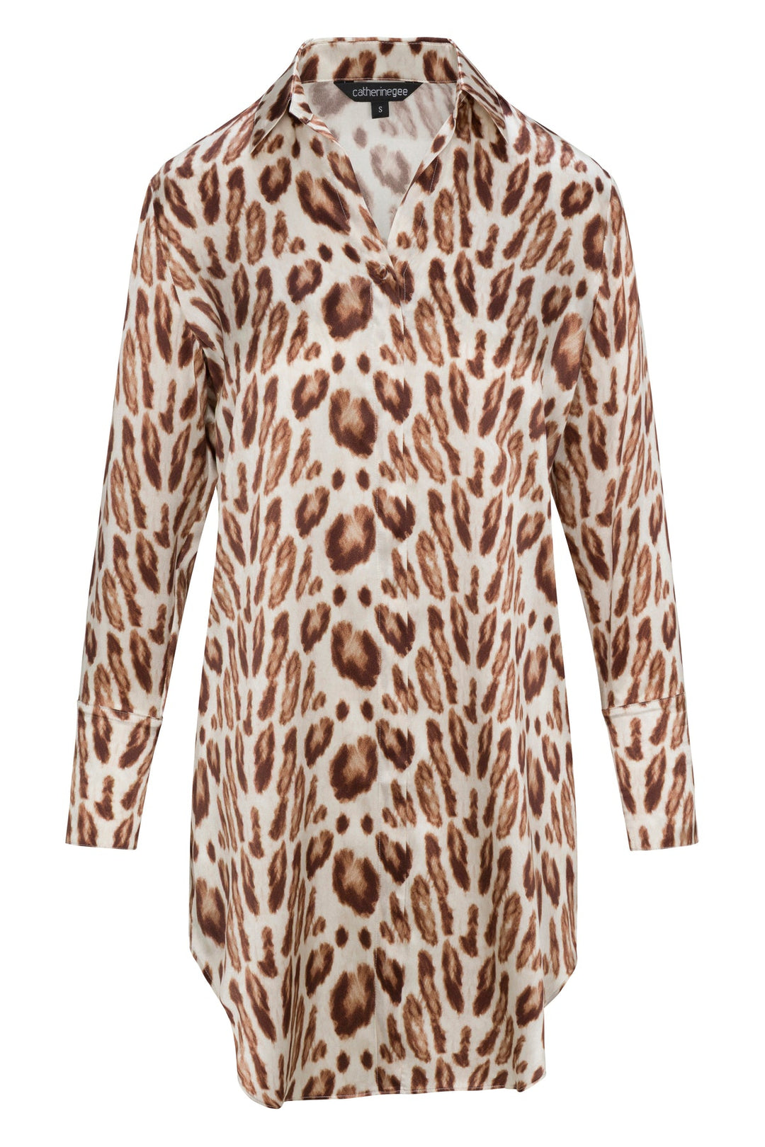 Daria Silk Shirt Dress - Oat Leopard