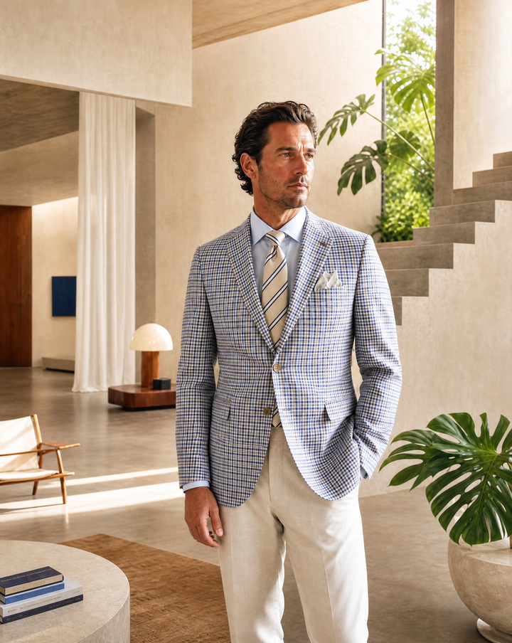 McAllen Sportcoat Blue/Cream Check JVC15033