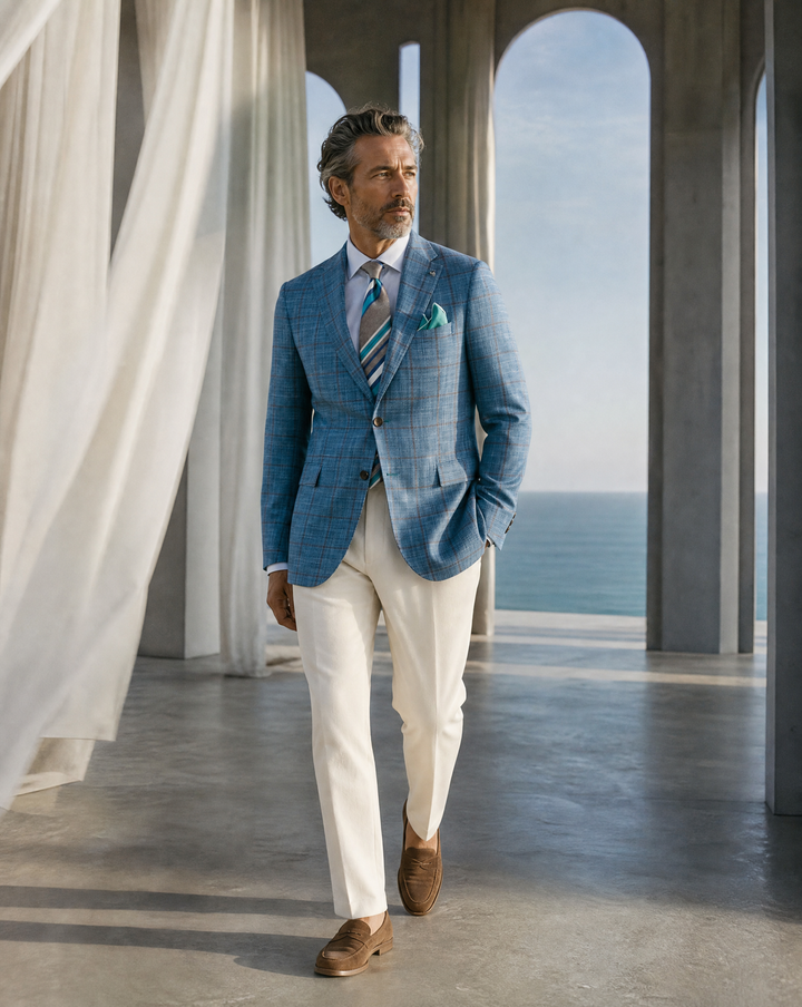 Midland Sportcoat Teal Windowpane