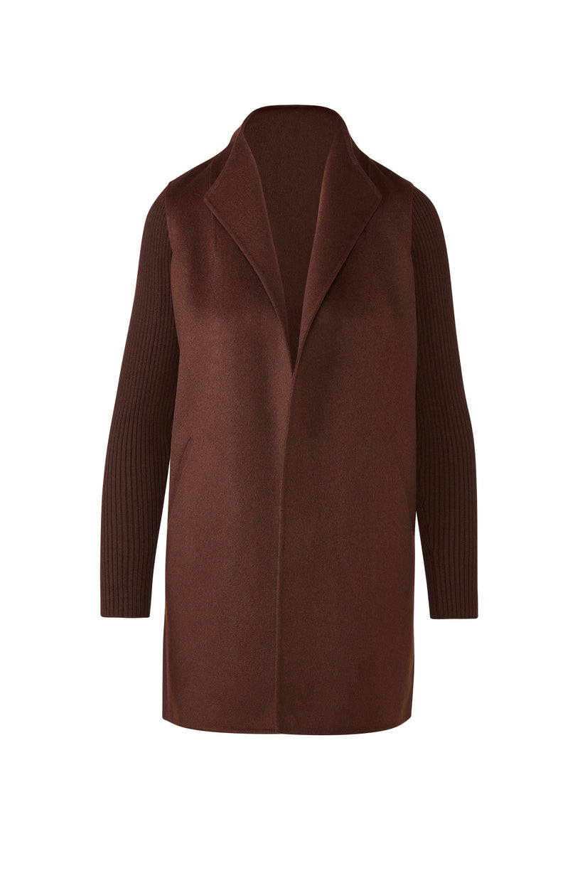 Ribbed Sleeve Wool & Cashmere Coat