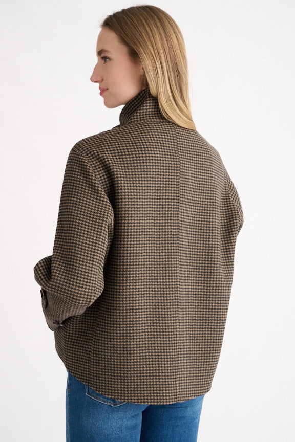Houndstooth Button Mock Coat