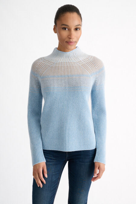 Plaited Cashmere Colorblock Funnel Sweater