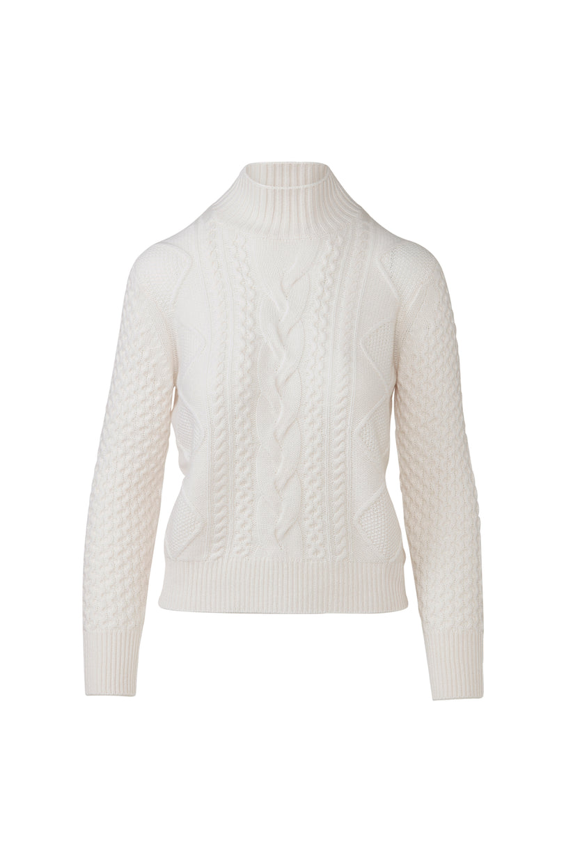 Cashmere Mixed Cable Mock Sweater