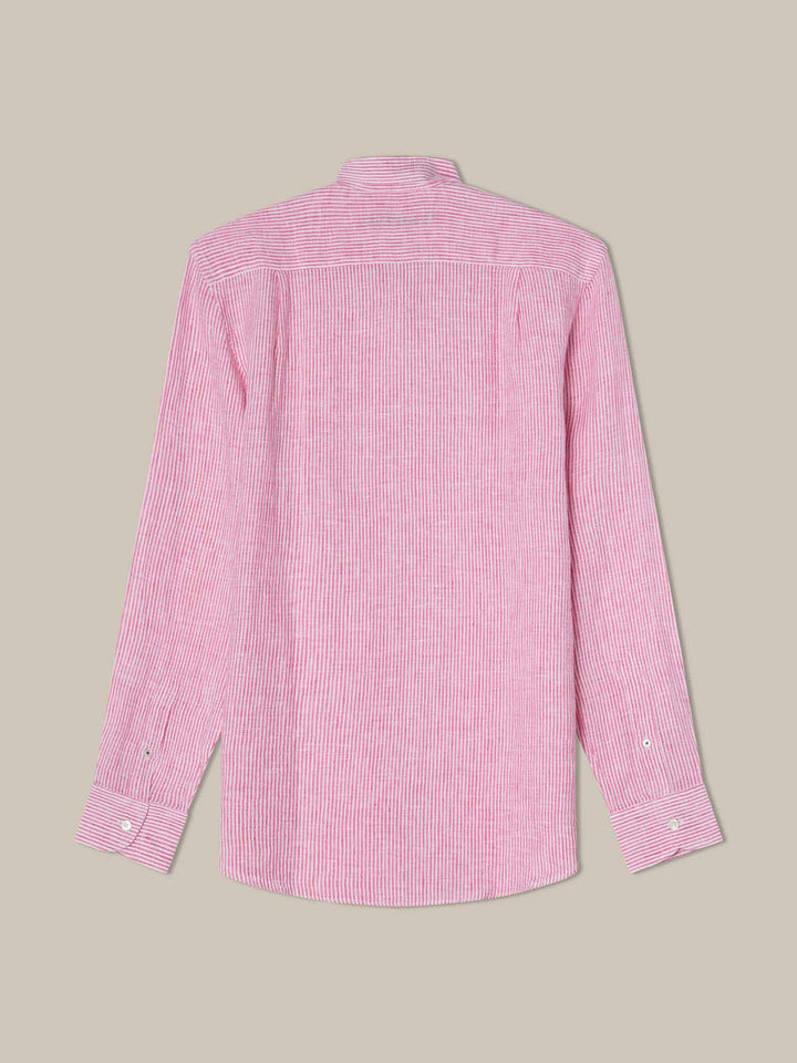 Morgan Medium Stripe Linen Shirt Aqua