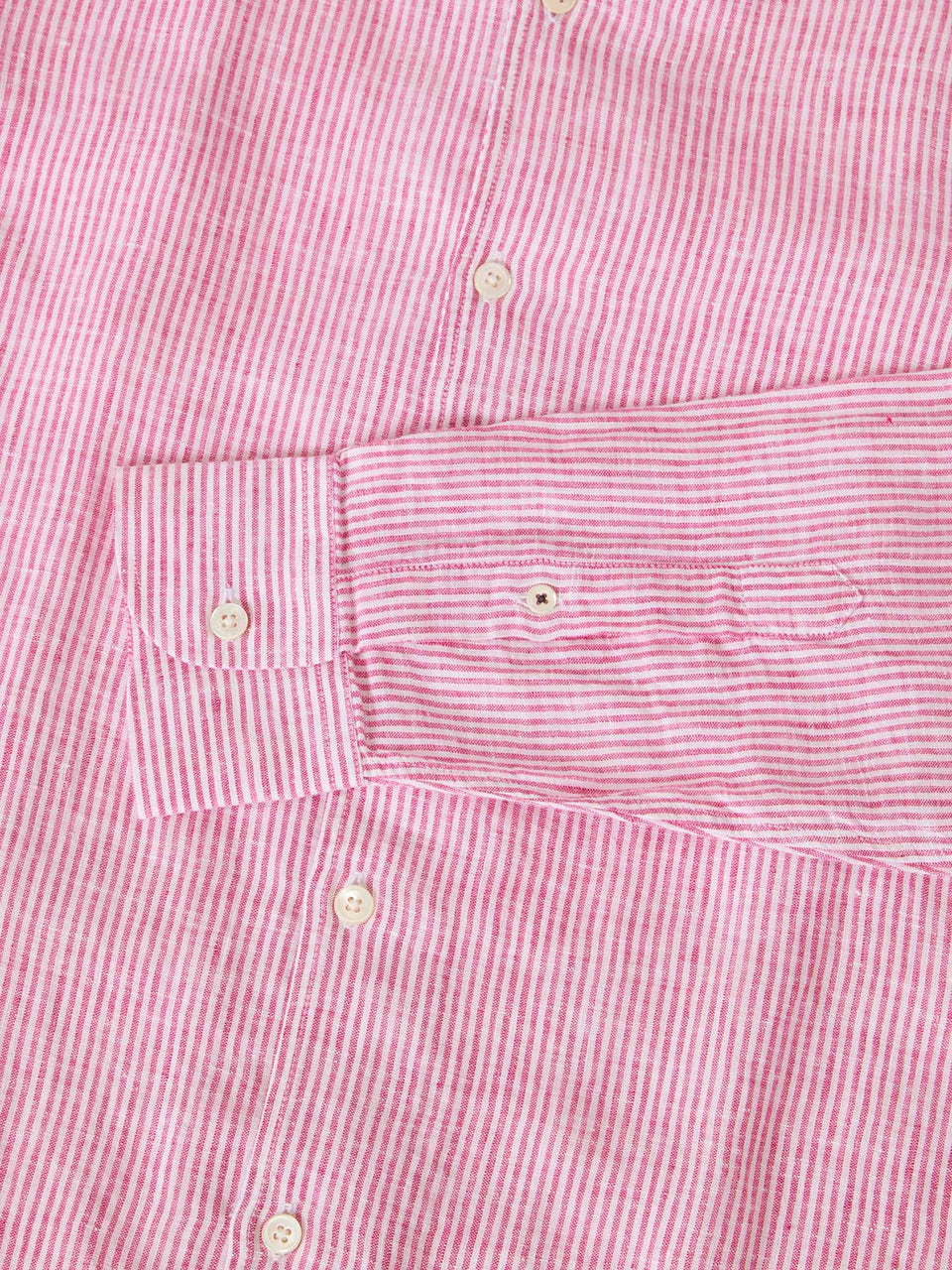 Morgan Medium Stripe Linen Shirt Aqua