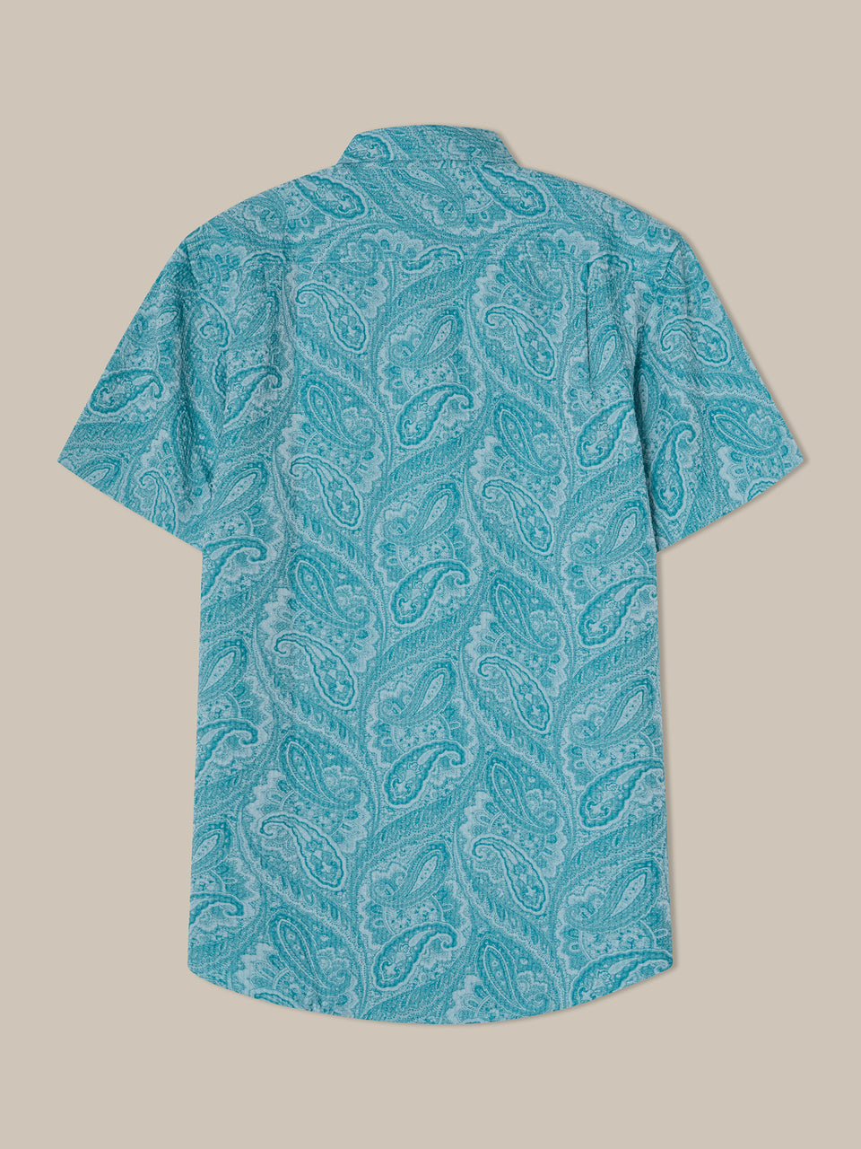 Morgan Short Sleeve Paisley Seersucker Shirt Teal