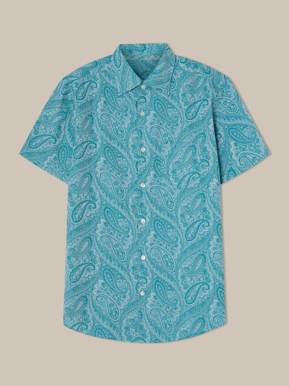 Morgan Short Sleeve Paisley Seersucker Shirt Light Blue