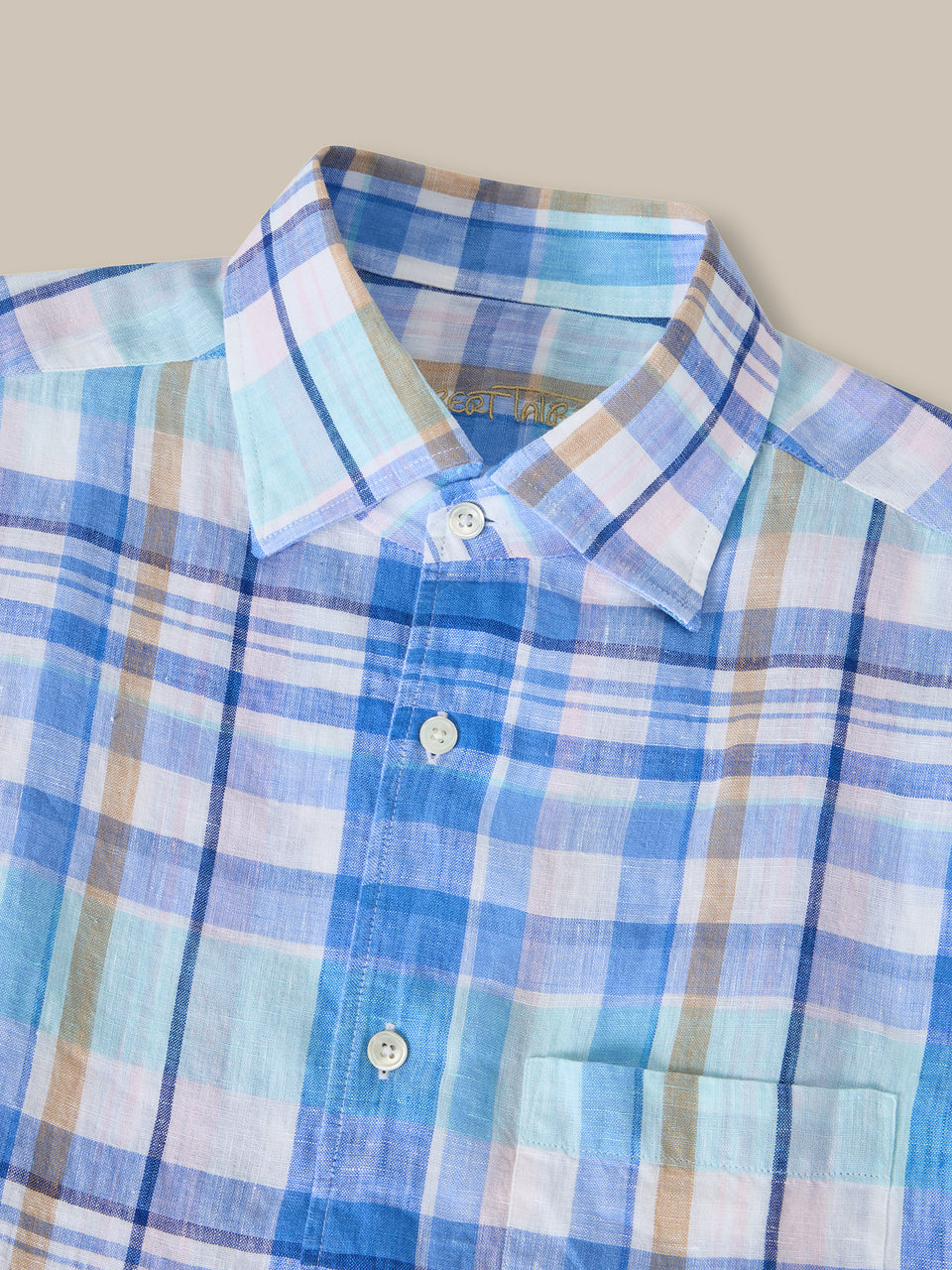 Morgan Plaid Linen Short Sleeve Sport Shirt