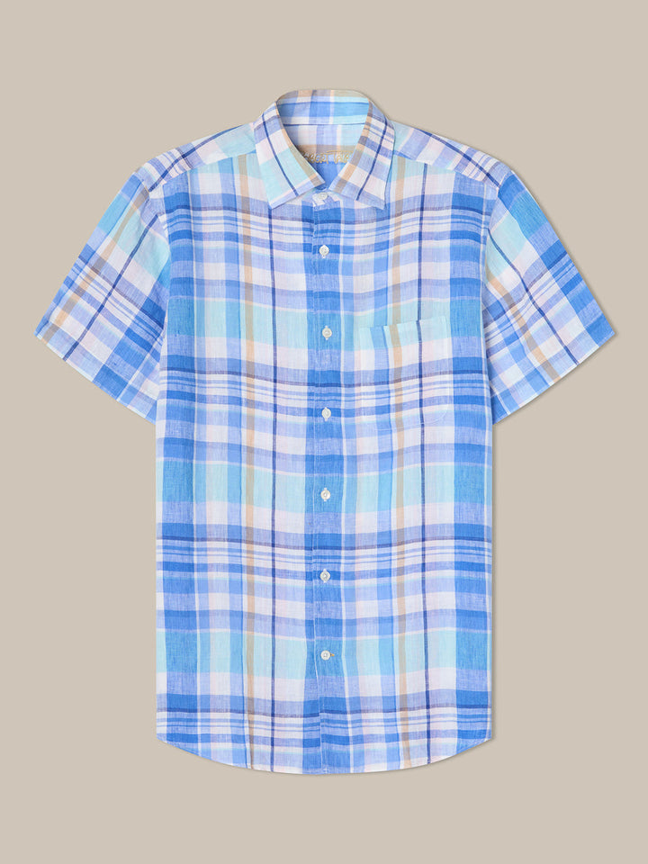 Morgan Plaid Linen Short Sleeve Sport Shirt