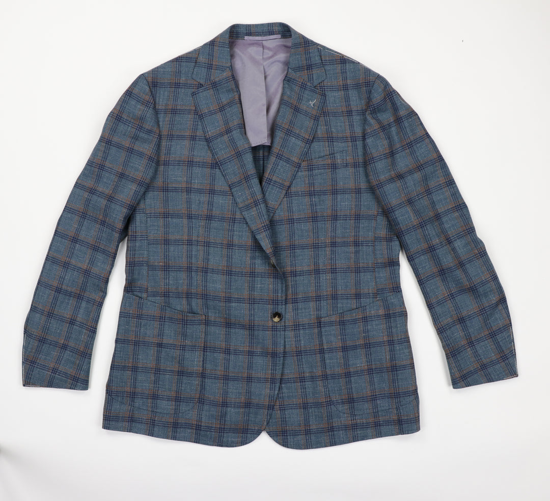 Vincenzo Sportcoat in Teal Plaid