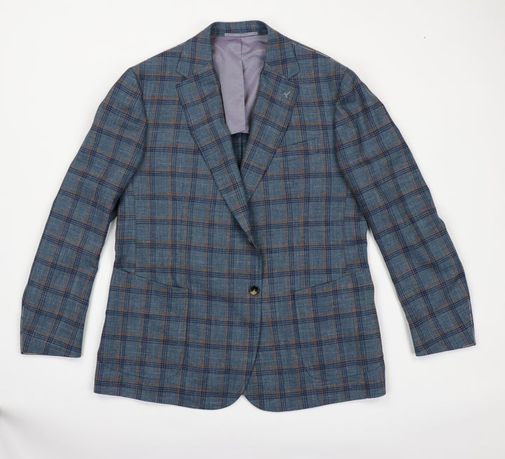 Vincenzo Sportcoat in Teal Plaid