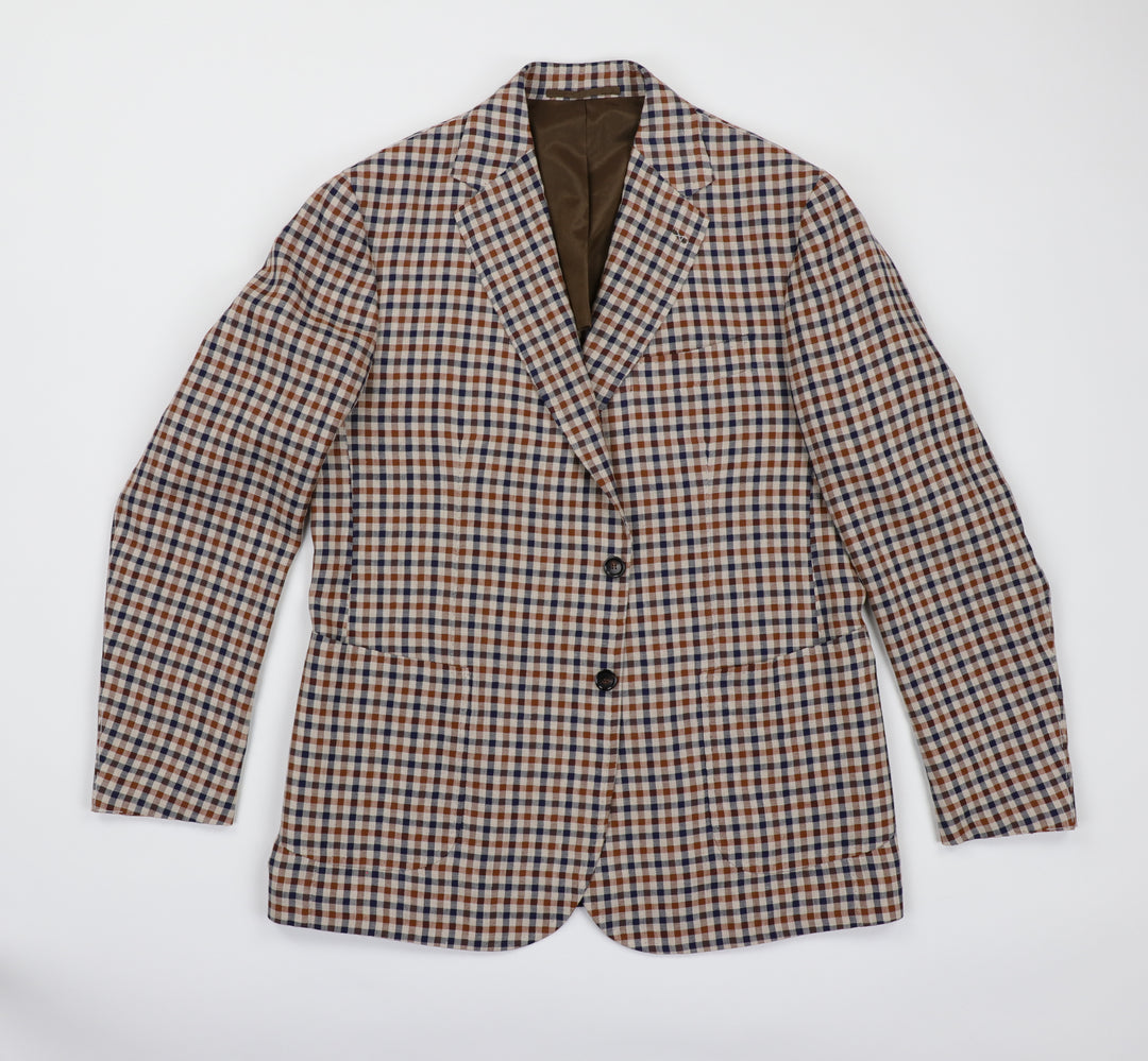 Vincenzo Sportcoat in Navy and Rust Check