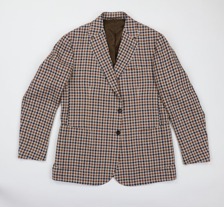 Vincenzo Sportcoat in Navy and Rust Check