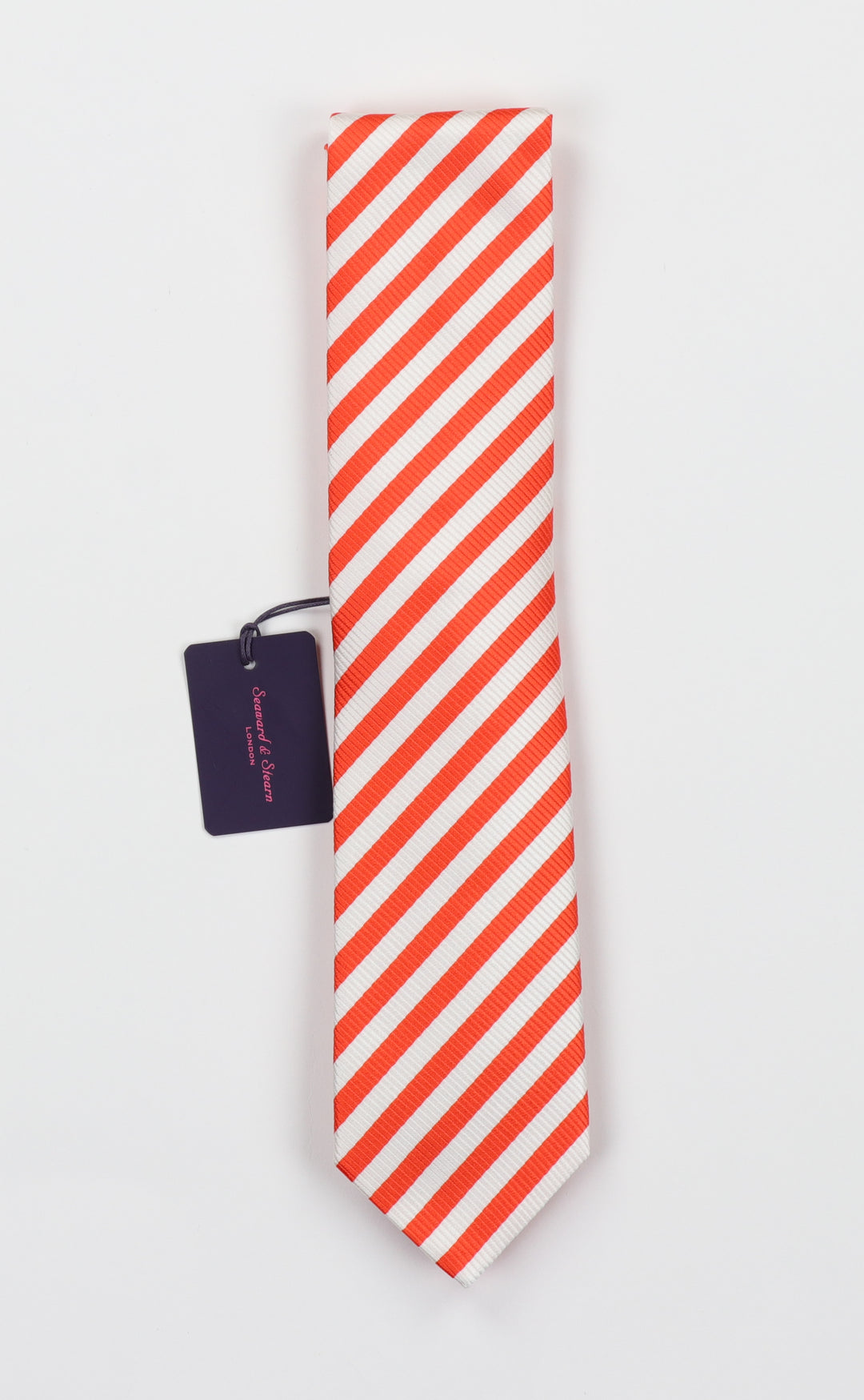 Seaward & Stearn Silk Woven Necktie - Bright Orange Stripe