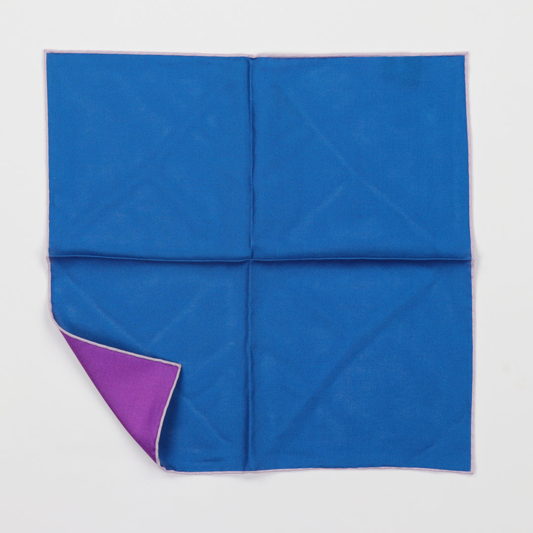 Seaward & Stearn Reversible Pocket Square - Solid Blue/Purple